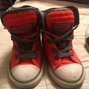 Boys Orange and grey converse size 8